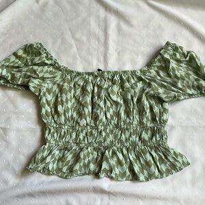 SO Blouse with Green Checked Design
